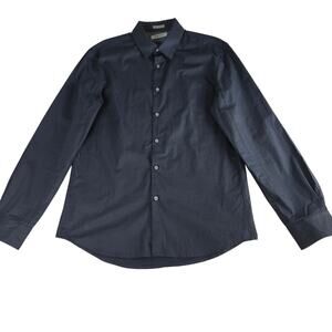 Kenneth Cole Reaction Mens Super Slim Fit Black Combo Dress Shirt Large Career
